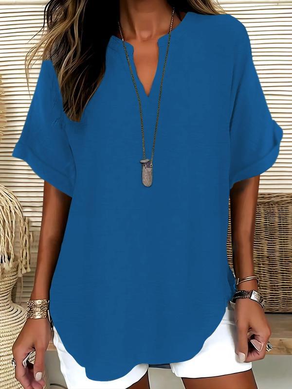 GENNEVA™ - Casual Plain Short-Sleeve Blouse