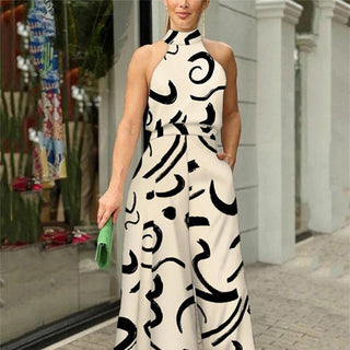 QIANA™ - Elegant Wide-Leg Neck Tie Sleeveless Summer Jumpsuit