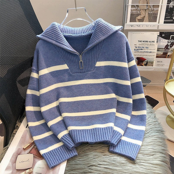TIANA™ - Chic Striped Long-Sleeve Collared Top