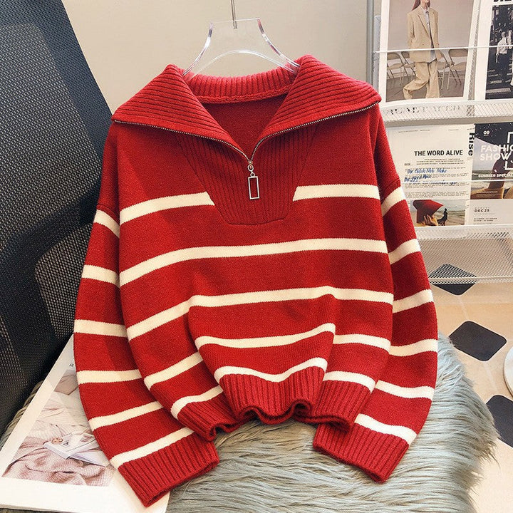 TIANA™ - Chic Striped Long-Sleeve Collared Top