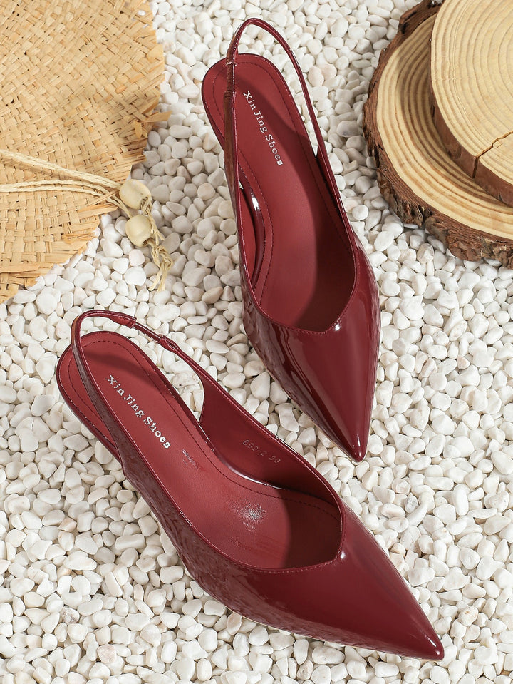 AMIRA™ - Women's PU Leather Slingback Heels Simple Solid Colour Pointed Toe Pumps