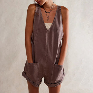 IVYLI™ - Casual Fitted Sleeveless Denim Romper