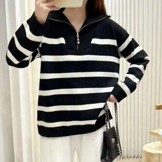 TIANA™ - Chic Striped Long-Sleeve Collared Top