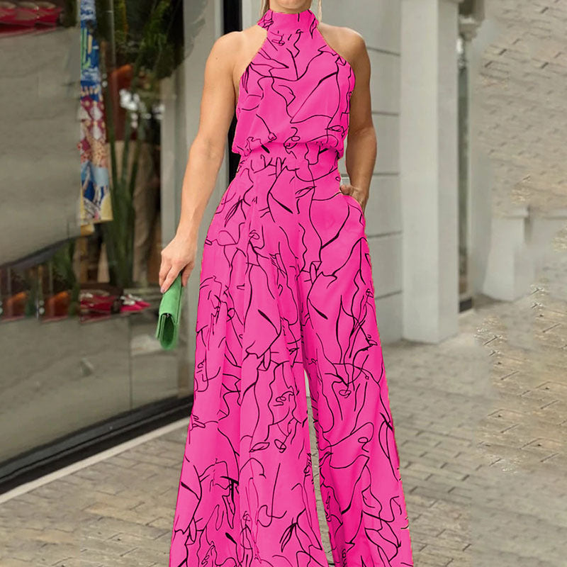 QIANA™ - Elegant Wide-Leg Neck Tie Sleeveless Summer Jumpsuit