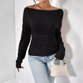 GATY™ - Chic Long-Sleeve Asymmetrical Shoulder Top