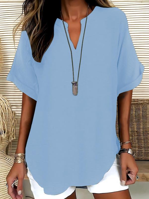 GENNEVA™ - Casual Plain Short-Sleeve Blouse