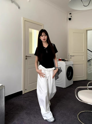 PAISLEY™ - Elegant Lace-Trimmed Wide-Leg Jeans