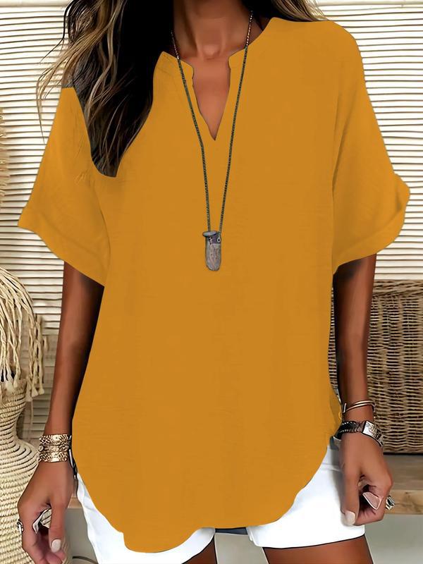 GENNEVA™ - Casual Plain Short-Sleeve Blouse