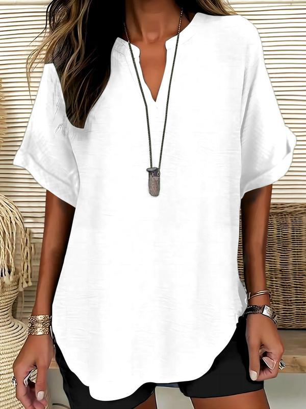 GENNEVA™ - Casual Plain Short-Sleeve Blouse