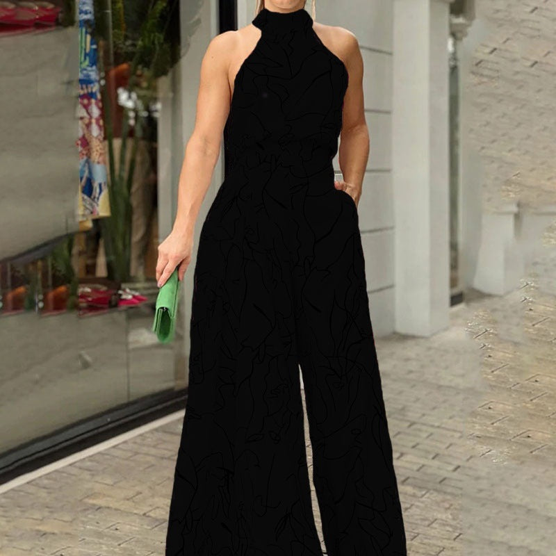QIANA™ - Elegant Wide-Leg Neck Tie Sleeveless Summer Jumpsuit