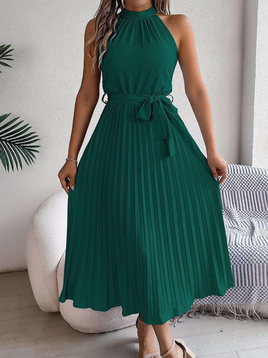 CEDRINE™ | Graceful Pleated Midi Dress