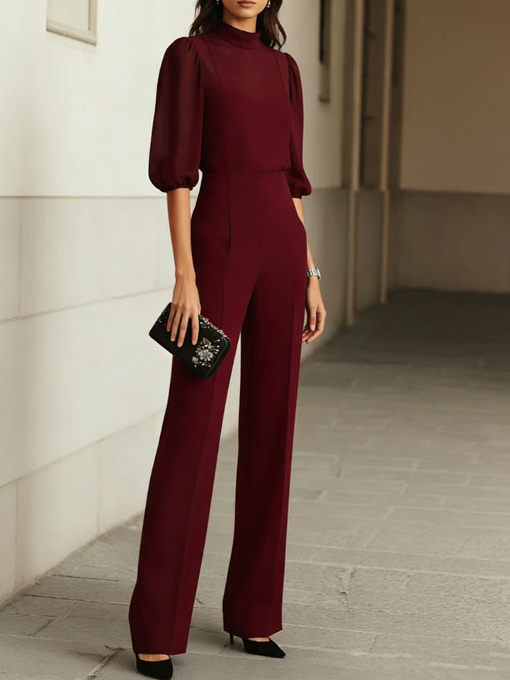 Emma | Elegant Sheer Top and Wide-Leg Trousers 3 Piece Set