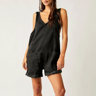 IVYLI™ - Casual Fitted Sleeveless Denim Romper