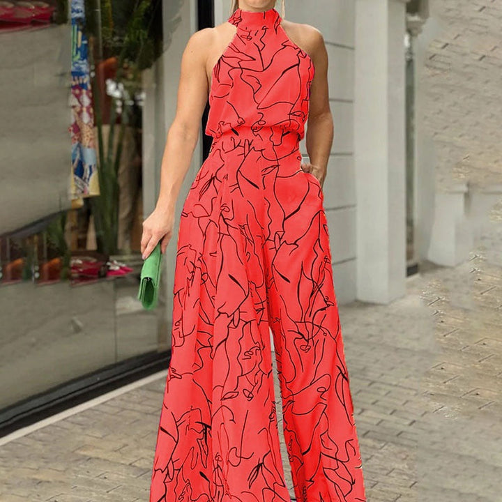 QIANA™ - Elegant Wide-Leg Neck Tie Sleeveless Summer Jumpsuit