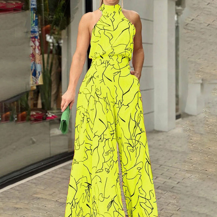 QIANA™ - Elegant Wide-Leg Neck Tie Sleeveless Summer Jumpsuit