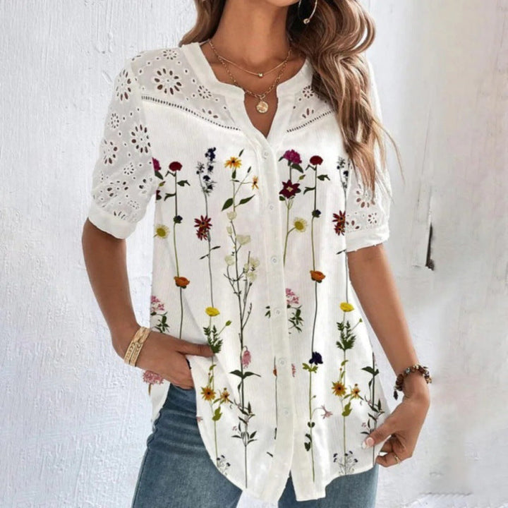ANNELISE™ - Casual Lace Printed Blouse