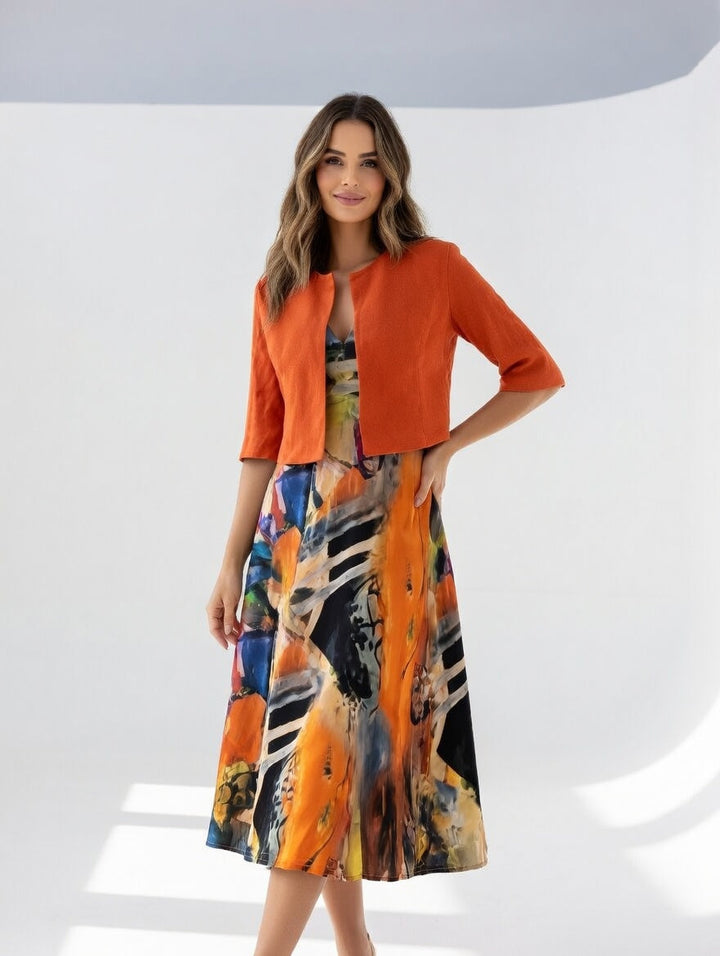 MAÉLIANE | Elegant Flowing Printed Midi Dress