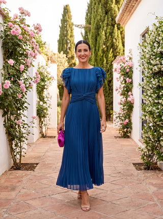 SERAPHINA | Elegant Pleated Maxi Dress with Twist Waist