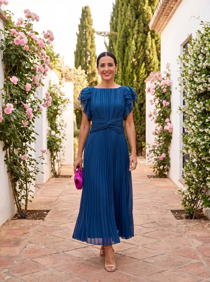 SERAPHINA | Elegant Pleated Maxi Dress with Twist Waist