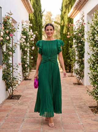 SERAPHINA | Elegant Pleated Maxi Dress with Twist Waist