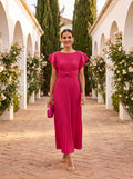 SERAPHINA | Elegant Pleated Maxi Dress with Twist Waist