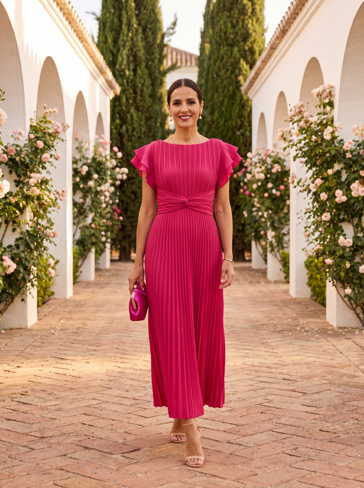 SERAPHINA | Elegant Pleated Maxi Dress with Twist Waist