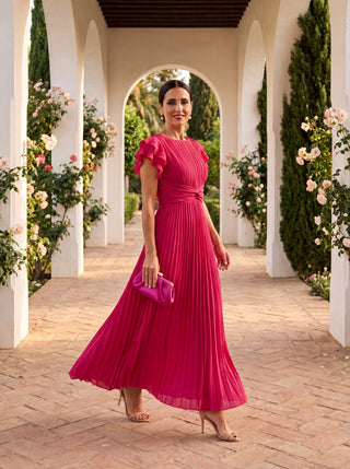 SERAPHINA | Elegant Pleated Maxi Dress with Twist Waist