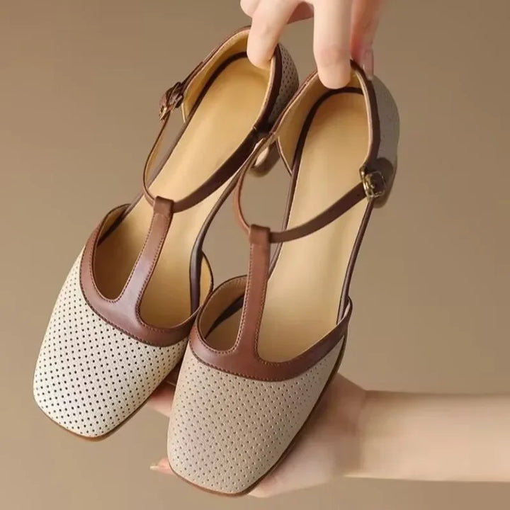 ISAVA™ | Mid Heel Shoes Real Leather