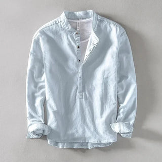 Callum | Mandarin-Collar Linen Shirt
