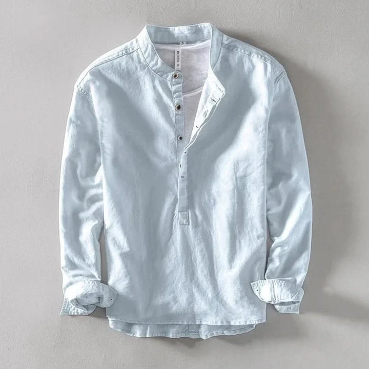 Callum | Mandarin-Collar Linen Shirt