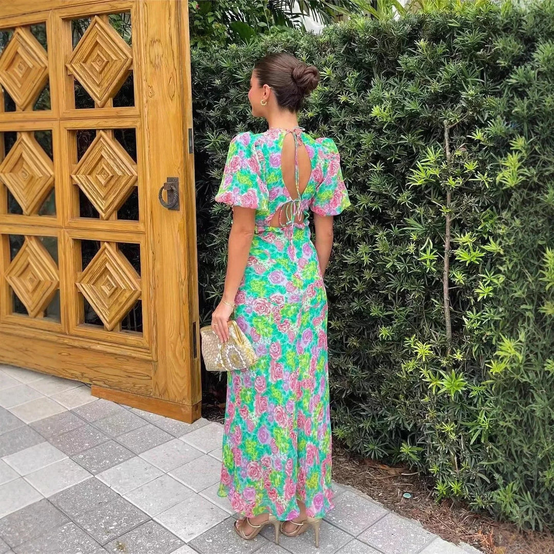 LUCIA™ | Floral V-Neck Maxi Dress