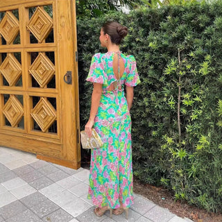 LUCIA™ | Floral V-Neck Maxi Dress