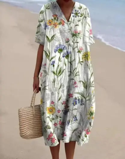 Jenny - Vintage Floral Casual Flowing Dress