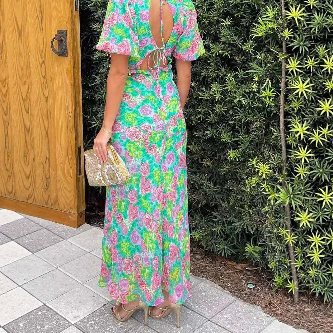 LUCIA™ | Floral V-Neck Maxi Dress