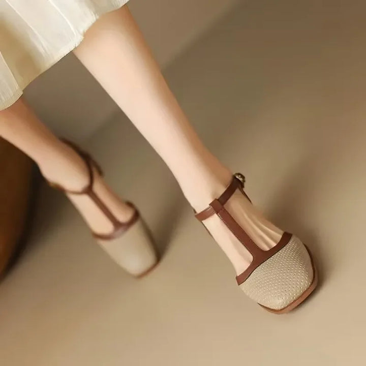 ISAVA™ | Mid Heel Shoes Real Leather