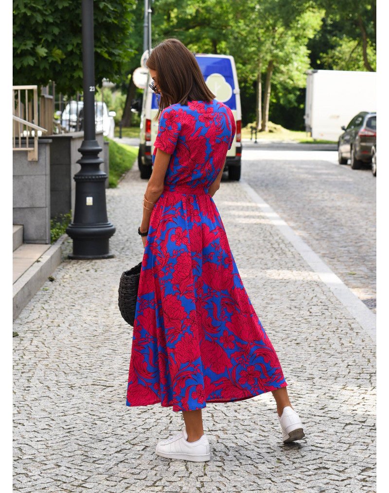 Talia™ | Stylish V-Neck Floral Dress