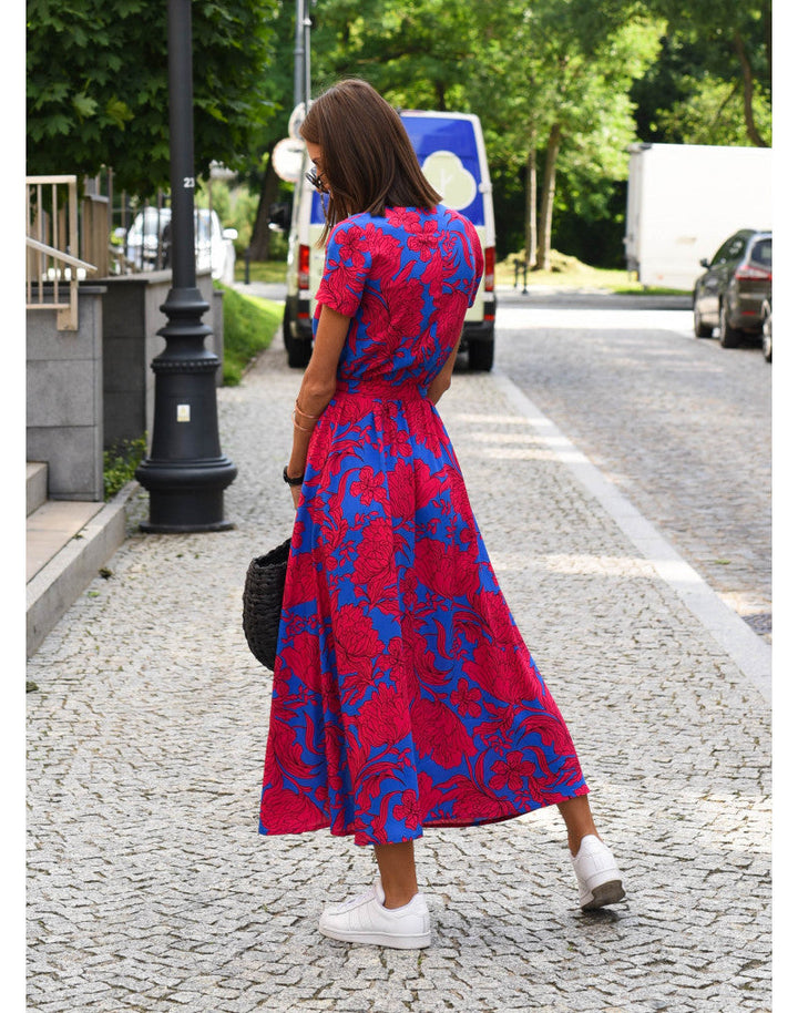Talia™ | Stylish V-Neck Floral Dress