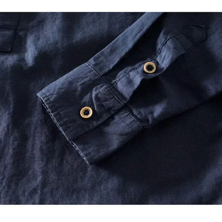 Callum | Mandarin-Collar Linen Shirt