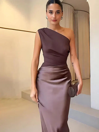 Luna™ | Satin Maxi Dress with Slit