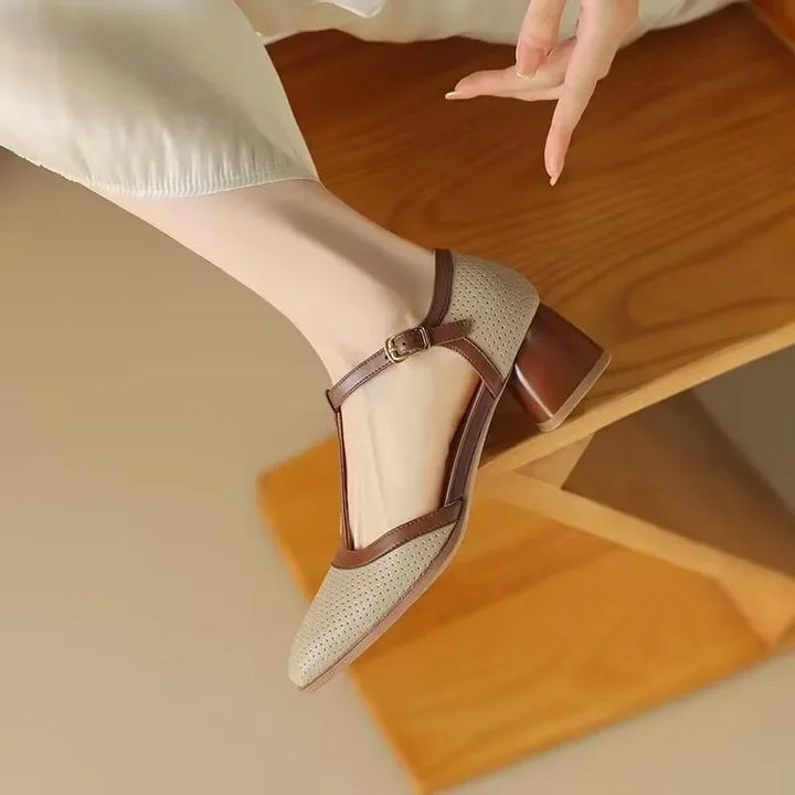 ISAVA™ | Mid Heel Shoes Real Leather