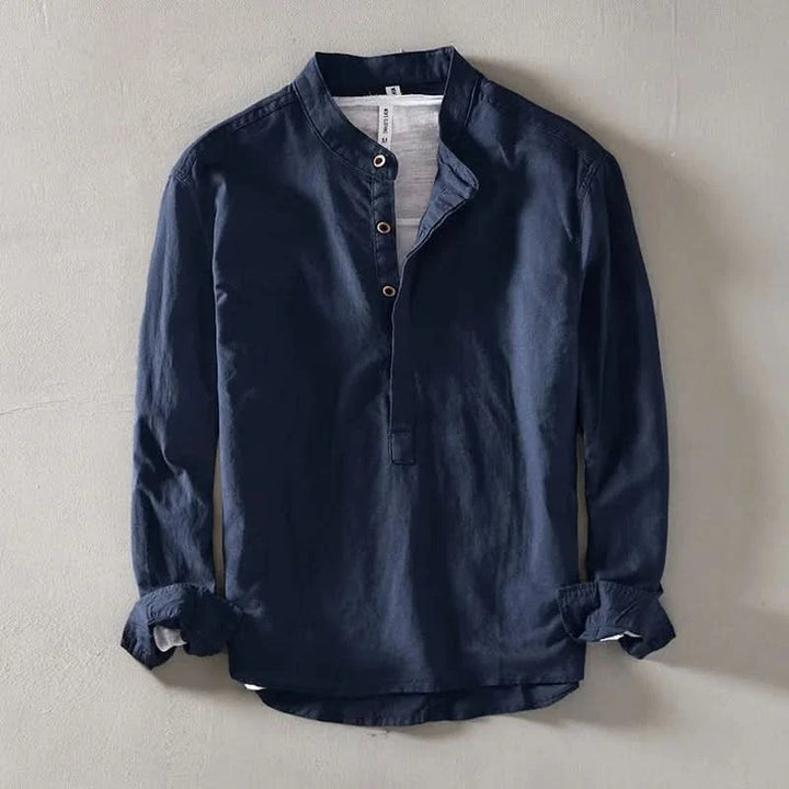 Callum | Mandarin-Collar Linen Shirt