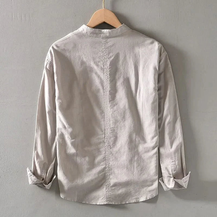 Callum | Mandarin-Collar Linen Shirt