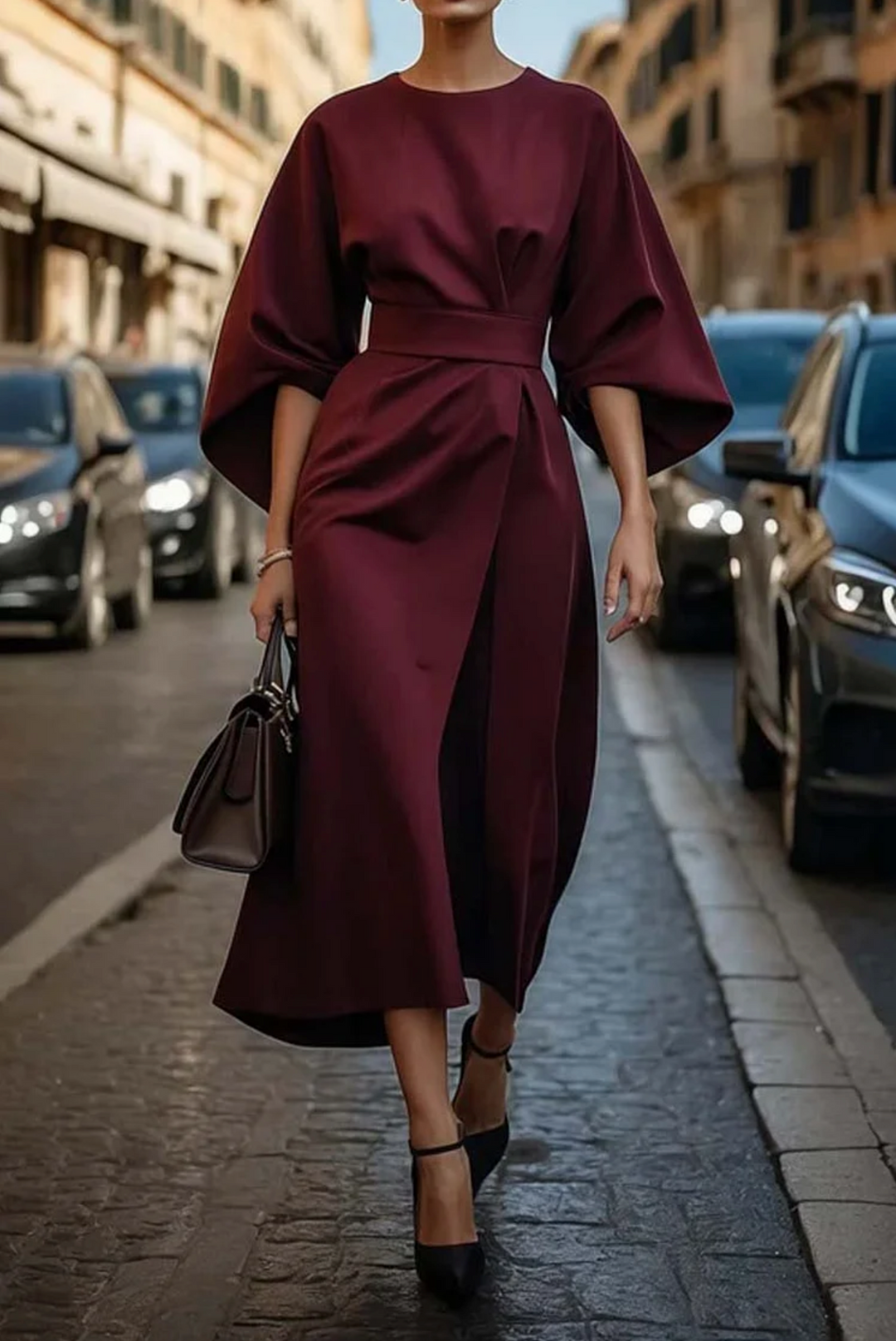 Maya™ | Elegant Lantern Sleeve Dress