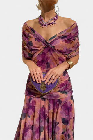 NORELLE™ | Printed Floral V-Neck Maxi Dress