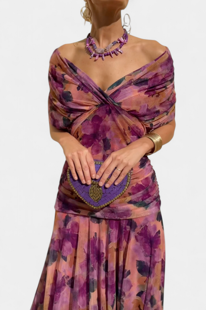 NORELLE™ | Printed Floral V-Neck Maxi Dress