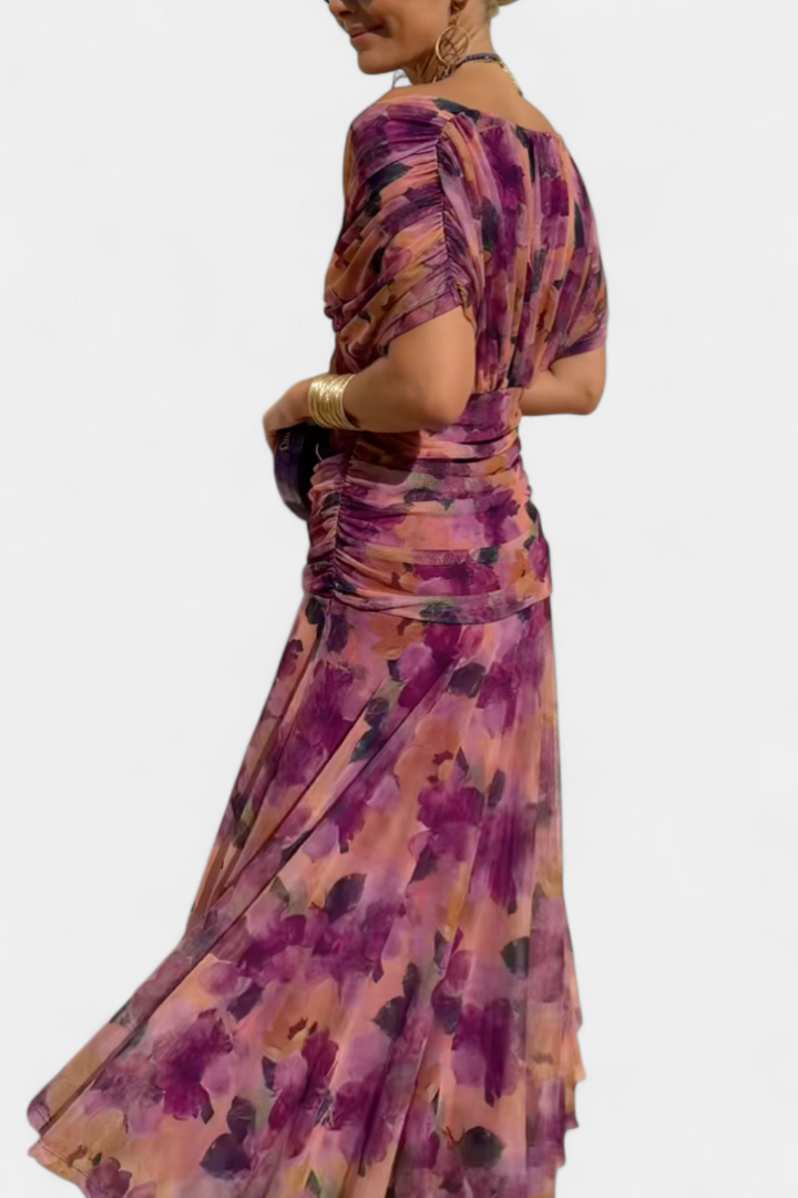 NORELLE™ | Printed Floral V-Neck Maxi Dress