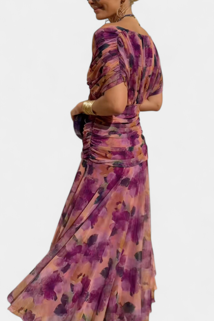 FLORENDA™ | Long Floral V-Neck Dress