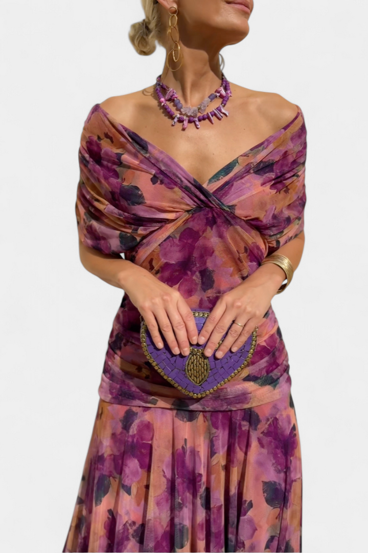 NORELLE™ | Printed Floral V-Neck Maxi Dress