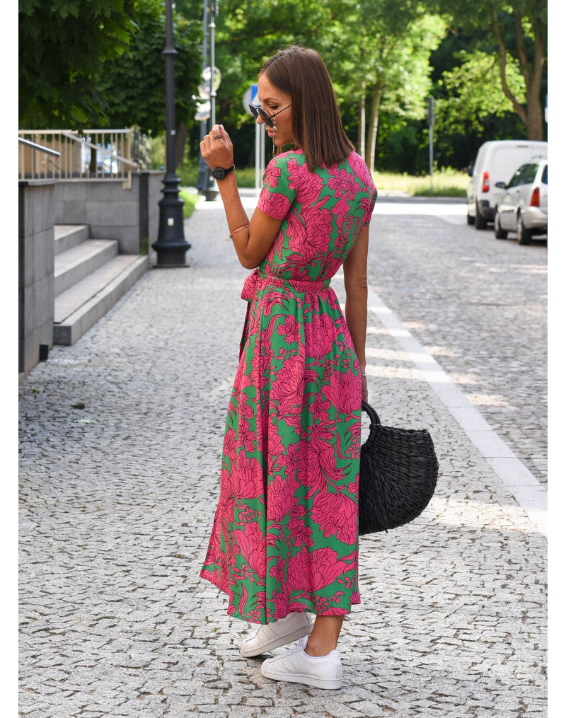 Talia™ | Stylish V-Neck Floral Dress