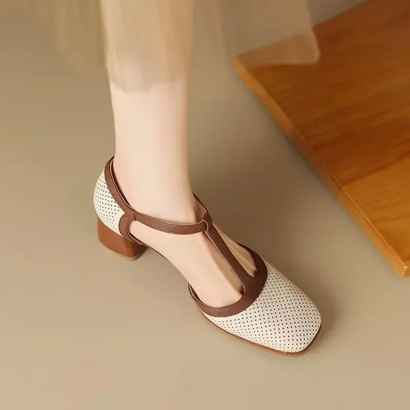 ISAVA™ | Mid Heel Shoes Real Leather